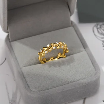 Žiedai Moterims Aukso Spalvos Nerūdijančio Plieno Cirkonis Medžio Šaką Vestuvinis Žiedas Mados Šalis Piršto Papuošalai Dovana