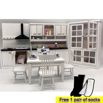 1:12 Mini Baldų Kūdikių Namų Virtuvė OB11 Modelį, Virtuvės, Virtuvė, Kabinetas, Valgomasis Stalas Ir Kėdė BJD Foto Rekvizitai Apdaila