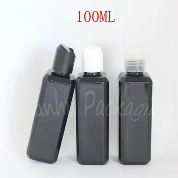 100ML Juodas Kvadratas Plastikinio Butelio , 50CC Tuščias Kosmetikos Konteinerių , Šampūnas / Losjonas Pakuotė Buteliukas ( 50 VNT/Lot )