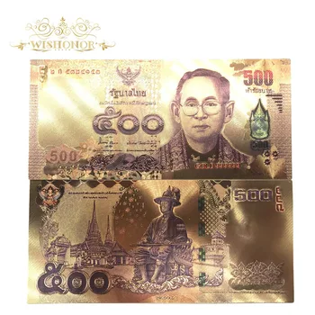 10vnt/daug Geriausios Kainos Tailando Banknotų 500 Batas Aukso Banknotų į 24k Aukso Folija Surinkimo