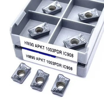 10VNT HM90 APKT1003PDR IC908 Išorės Tekinimo Įrankiai Karbido įterpti tekinimo įterpti CNC Tekinimo staklių Pjovimo