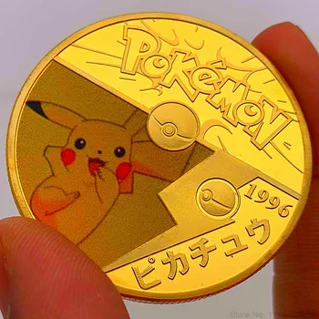 12cm Pokemon Monetų Metalo Auksą, Padengtą Suvenyras, Dovana Meno Kolekcija, Pikachu Monetos BTC Atveju Antikos Imitacija Atminimo Žaislai