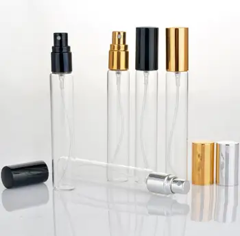 15ml Aišku, Mini Mėginio Daugkartiniai Kvepalai Spray Stiklo Purkštukai Butelis Su Juoda Aukso, Sidabro Dangteliu SN1529