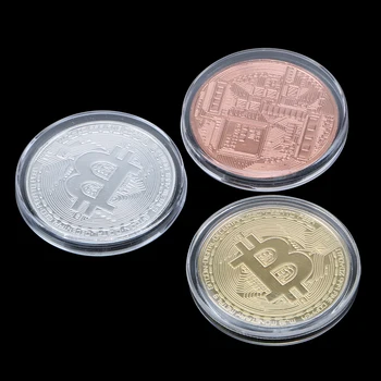 1PCS Suvenyrų Auksą, Padengtą Bitcoin Monetos Metalo Antikos Imitacija BTC Kolekcines, Meno Fizinio Aukso Progines Monetas