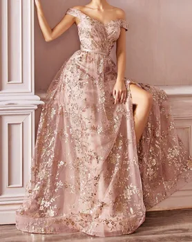 2022 Elegantiškas Nėrinių Vakaro Suknelės Nuo Peties Seksualus Aukštos Ritininės Promenadzie Suknelė Grindų Ilgis Oficialią Šalies Chalatai Vestidos De Fiesta
