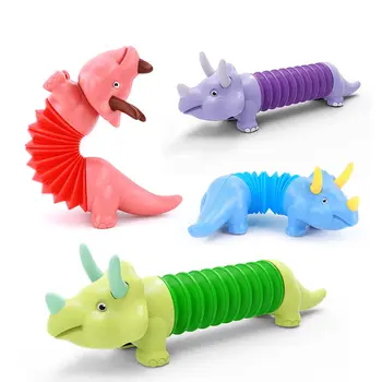 2022 Naujų Dinozaurų Vienaragis Gyvūnų Galvos Įspūdį Tempimo Naujų Vamzdžių Žaislai Įtempių Fidget Lankstus Ruožas Pop Vamzdis Žaislas