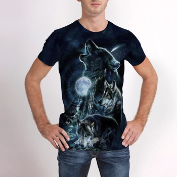 3D Atspausdintas marškinėliai Cool Gyvūnų Modelio 2021 Mados Vasaros trumpomis Rankovėmis Viršūnes vilkas Modelio vyriški Marškiniai