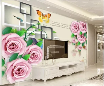 3d foto tapetai užsakymą freskos Graži rose butterfly aikštės fone namų dekoro 3d sienų freskomis tapetai, sienų ir 3 d