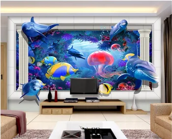 3d tapetai pasirinktinius nuotraukų freskos Jūrų pasaulyje medūza delfinų tapybos kambario tapetų sienos 3d sienos muals sienos popieriaus