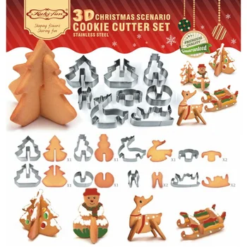 8 Vnt/Set 3D Kalėdų Scenarijus Cookie Cutters Nustatyti Kalėdų Eglutė Sausainių Pelėsių Minkštas Cutter Kepimo Įrankis