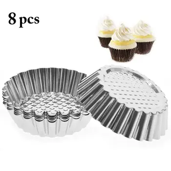 8PCS Nonstick Ripple Aliuminio Lydinio Kiaušinių Pyragas Pelėsių Gėlių Formą, Daugkartinio naudojimo Cupcake Ir Keksiukų Kepimo Taurės Tartlets Keptuvės