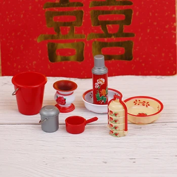 8pcs/Set Kinijos Vestuvių Dovanų Dėžutėje Derliaus Vandens butelis Modelis Miniatiūriniai Lėlių Kinijos Azijos Stiliaus