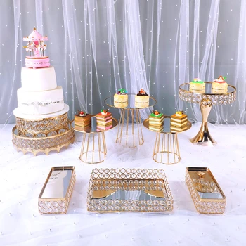 9pcs Aukso Spalvos Kristalų tortas stovi Vestuvių Desertas Dėklas Cupcake Pan cake ekranas stalo apdailos Šalis