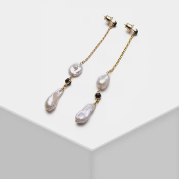 Amorita boutique Paprasta ir ilgai natūralių perlų lašas auskarai