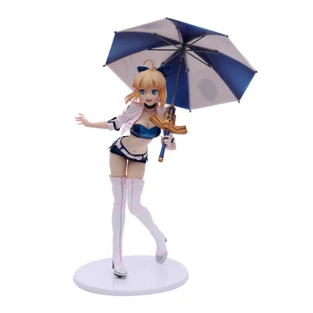 Anime Fate Stay Night Saber Lenktynių Mergina Skėtis Ver. PVC Veiksmų Skaičius, Statula Kolekcionuojamos Lėlės Modelio Žaislai 24cm
