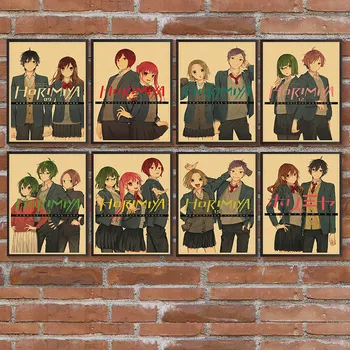 Anime Horimiya Plakatai Retro Kraft Popieriaus Spausdina Aukštos Kokybės Meno Tapybos Namų Dekoro, Sienų Lipdukai
