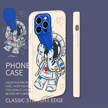 Astronautas Mielas Animacinių filmų Gevallen Iphone 12 13 Pro Max 12 Mini Pro 11 Max X Xr Xs Max SE 8 7 6 6S Plius Siliconen Telefoon Dangtis