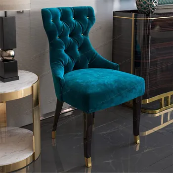Aukštos klasės Amerikos medžio masyvo mėlyna flannelette valgomojo kėdė šviesos prabanga Europos Technologijų audiniai biuro kėdė viešbutis restauran