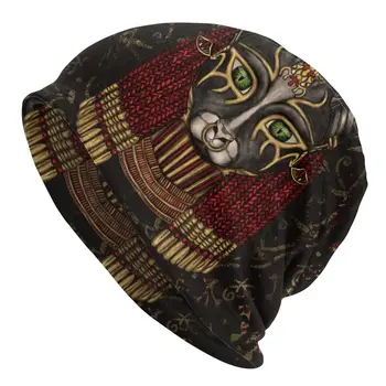 Bastet Egipto Deivė Skullies Kultūros Egiptas Megzti Skrybėlę Minkštas Šilumos Žiemos Spausdinti Puloveris Bžūp Vyrams, Moterims Turbaną