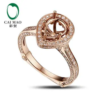 CaiMao Kriaušių supjaustyti Pusiau Kalno Žiedas Parametrai & 0.8 ct Deimantų 14k Rose Gold Akmuo Sužadėtuvių Žiedas Fine Jewelry