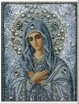CAMMITEVER Kryželiu Mergelės Marijos Paveikslą Skaičiuojami Antspaudu Kryželiu Siuvinėjimo Rinkinys Rankdarbiams