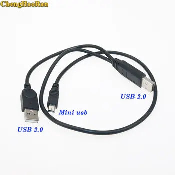 ChengHaoRan 2 in 1 USB2.0 Type A Male į Mini 5P Male Kabelis+USB Vyrų Vyrų Maitinimo Kabelis Y Splitter Už HDD MP3 MP4 vaizdo Kamera