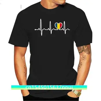 Crazy Rumunija Šalies Vėliava, Širdies Plakimas Pasididžiavimas T-Shirt Žmogus Gamtos Apranga Klasikinis Homme Nuostabus Tshirts 2020 Camisas Marškinėliai