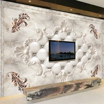 Custom 3D Tapetai Europos Stiliaus Minkštas Roll Marmuro Foto Sienų Freskomis Kambarį, TV, Sofa, Miegamojo Sienos Fone Dokumentus Freska