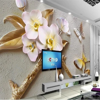 Custom papel de parede 3d,Įspausti drugelis gėlių freskomis gyvenimo kambario, miegamasis fone apdaila, apmušalai atsparus vandeniui