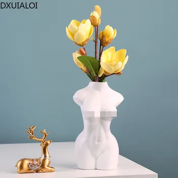 DXUIALOI Šiaurės modeliavimas žmogaus kūno meno, keramikos, rankdarbių vaza kambarį darbalaukio gėlių kompozicijų vaza namų puošybai
