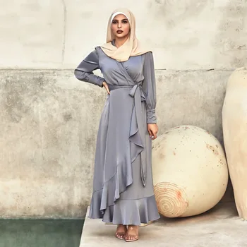 Eid Mubarakas Moterų Hijab Abaja Suknelės Turkijos Mados Dubajaus Musulmonų Dress Satino Abaja Dubajus Elegantiškas Islamo Drabužius Cadtan Abayas
