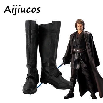 Epic Movie Jedi Anakin Skywalker Cosplay Batai Helovinas Šalis Dirbtinės Odos Juodi Batai Pagal Užsakymą Pagaminti Unisex