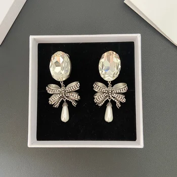 Europos ir Amerikos populiarus lankas kristalų, perlų pakabukas ausies segtukas