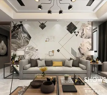 Europos Stiliaus 3D Geometrinis Daugiakampio Marmuro Tekstūros Tapetai Freskomis Kambarį TV, Sofa Viešbutis Foną Namų Dekoro
