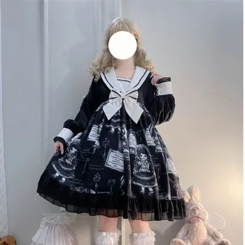 Gamyklos Originalaus Dizaino Lolita Dark Lėlės Gotikos Stiliaus ilgomis Rankovėmis Suknelė pasakų suknelė juoda lolita dress kawaii suknelė
