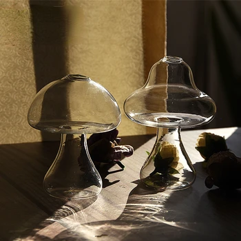 Grybų Formos Stiklo Vaza Hydroponics Augalų Vaza Kūrybos Stiklo Amatų Dekoro Namų Kambarį Stiklo Vaza Augalų Žiedų