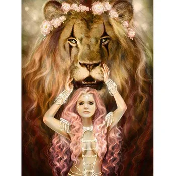 Gyvūnų Diamond Tapybos Liūtas Karalienė Mozaika 