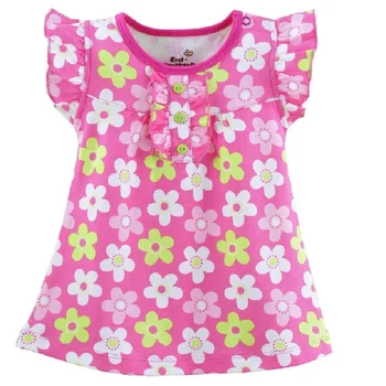 Hooyi baby Girl Dress Vasaros Kūdikių drabužiai gėlių naujagimiai, palaidinės, kūdikių marškinėliai vasaros suknelė jumper Viršūnės