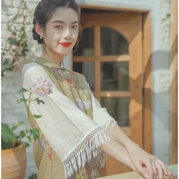 Iki 2023 m. rudenį naujų tradicinę kinų suknelė qipao moteris subtili mergina elegantiškas šalis suknelė nėrinių qipao retro cheongsam pd
