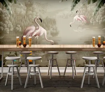 Individualizuotos fono paveikslėlį akvarelė augalų flamingo fone sieną dydis gali būti pritaikyti tapetai, freskos 3d tapetai sienos