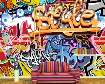 Individualizuotos fono paveikslėlį spalvingą roko grafiti baras KTV įrankiai fone, sienos, namo apdailos gyvenimo kambario, miegamasis laišką 3d tapetai