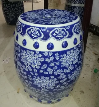Jingdezhen Keramikos Išmatose Ranka-dažytos Antikvarinis Mėlynos Ir Baltos Apvalios Taburetės Lauko Vonios kambarys Balkono Apdaila porceliano išmatose