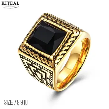 KITEAL 2017 naujas Titano Plienas, vestuvių žiedai vyrams, raudonas/juodas kvadratas kryžiaus Punk vyrų papuošalai anel de ouro papuošalai, aksesuarai