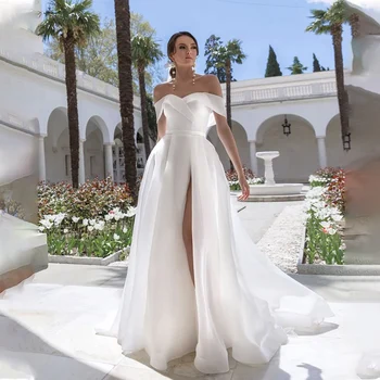 Klasikinis Brangioji, A-Line Wedding Dresses Aukštos Ritininės Nuo Peties Backless Tiulio Vestuvinės Suknelės Vestido De Novia