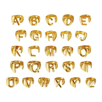 Klasikinis Mados Aukso 26 Raidžių Žiedai Moterims, Vyrams Madinga Stambusis Atidaryti Pradinį Žiedas Papuošalai, Aksesuarai Dovanos