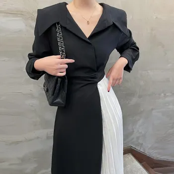 Kratinys korėjos Stiliaus Office Lady Suknelės Moterims Drabužių Elegantiškas Šalis iki 2022 m. Rudenį, Pavasarį Vestido De Mujer Maxi Vestido Moteris