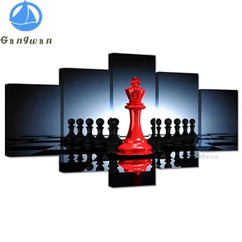 Kvadratiniu Diamond Tapybos Rinkinys, Šiuolaikinių juoda raudona karaliaus ir riterio šachmatų 5 gabalas nuotraukos 