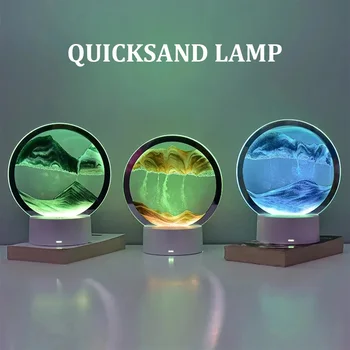 Kūrybos Dreni Lempa LED Sandscape Lempos Naktį Šviesos Sandscape Lentelė, Šviesos, Naktiniai staleliai, Lempa, Stalas, Namų Biuro, Miegamojo Dekoras