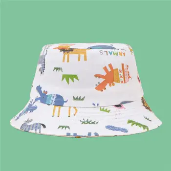 LDSLYJR 2021 medvilnės gyvūnų spausdinti Kibiro Kepurę Žvejys Skrybėlę lauko kelionių skrybėlė nuo Saulės Bžūp Skrybėlės vaikas berniukas ir mergaitė 16