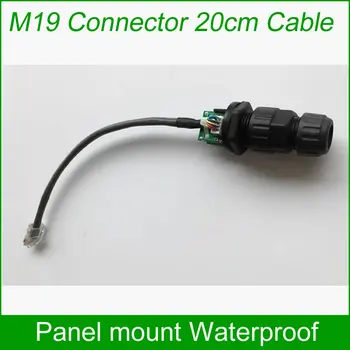 M19 RJ45 Panel Mount Jungtis Gigabit Ethernet Adapteris Su 20cm LAN Kabelis atsparus Vandeniui IP67